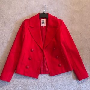 Juicy Couture Red Tricotine Peacoat Blazer NWT